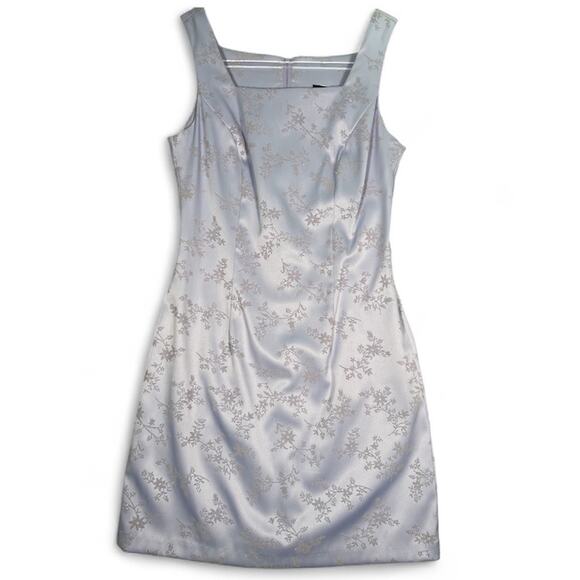 Vtg Y2K 90s Tank Dress 5 Lilac Silver Glitter Floral Mini Fairy Grunge Clueless - Picture 1 of 9